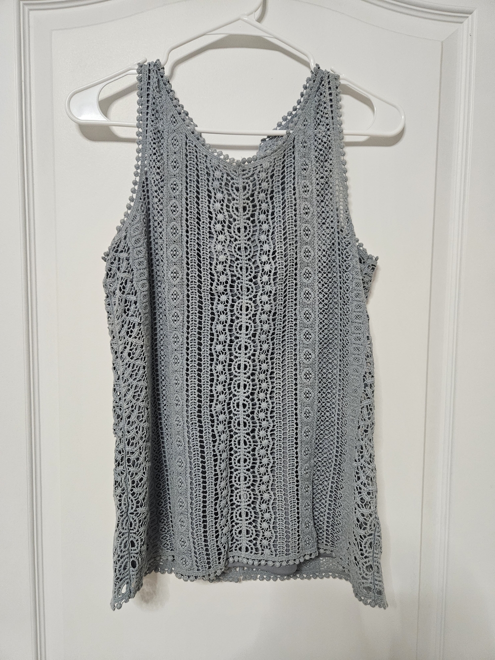Adiva Women's Gray Crochet Knit Tank Top